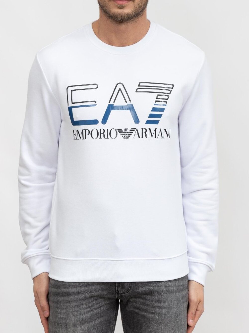 NWT Emporio Armani Men’s EA7 Crew Neck Sweatshirt White, Size XXL, $150 Retail
